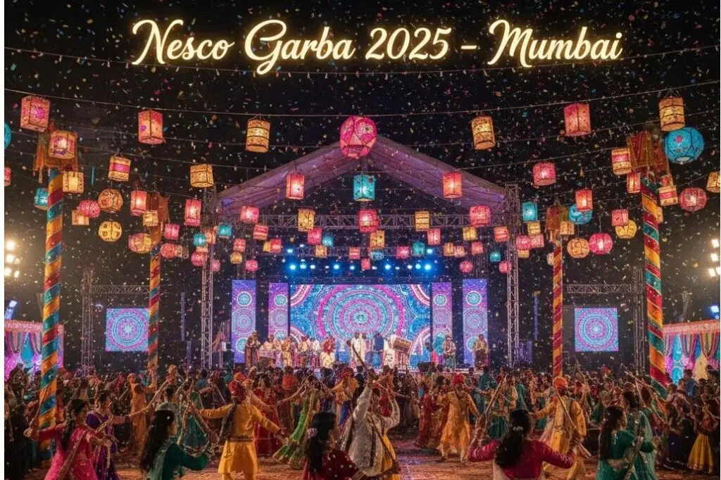 Crowd dancing at NESCO Garba 2025 Mumbai